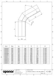 Mounting dimensions Pressure elbow 31-60 deg SDR17