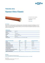 Uponor Ultra Classic, Tekniska Data (SE)