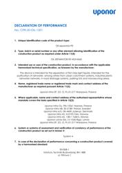 Declaration of Performance (DoP) for Uponor Oil Separators