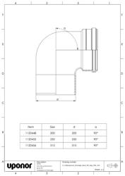 Mounting dimensions Bend 90 deg 200-315