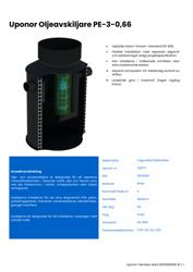 Tekniska Data Uponor Oljeavskiljare PE-3-0,66 (SE)