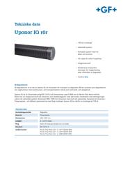 Uponor IQ rör. Tekniska Data (SE)