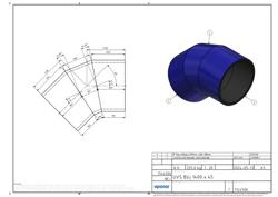 Type drawing of Uponor UVS bend 1400, 45 deg (PDF)