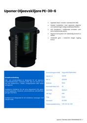Tekniska Data Uponor Oljeavskiljare PE-30-6 (SE)