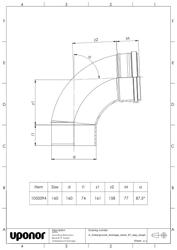 Mounting dimensions Bend 87,5 deg swept