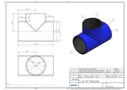 Type drawing of Uponor UVS T-branch 1200/1200 90deg  (PDF)