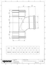 Mounting dimensions Socket branch 88,5 deg swept