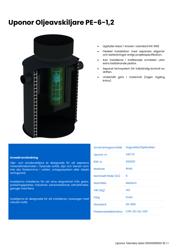 Tekniska Data Uponor Oljeavskiljare PE-6-1,2 (SE)