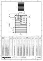 Uponor oil separator, all items 1141770-1141784 in the same image, mounting dimensions (EN)