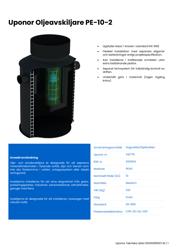 Tekniska Data Uponor Oljeavskiljare PE-10-2 (SE)