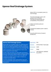 Uponor Roof Drainage System, datasheet (EN)