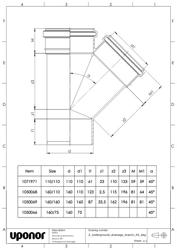 Mounting dimensions Branch 45 deg