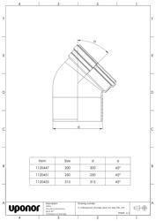 Mounting dimensions Bend 45 deg 200-315