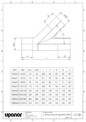 Mounting dimensions Pressure tee 45 deg PN10 SDR17