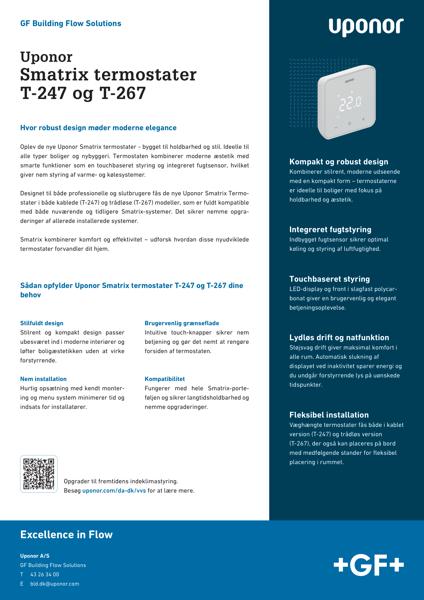 Uponor Smatrix termostater T-247 og T-267
