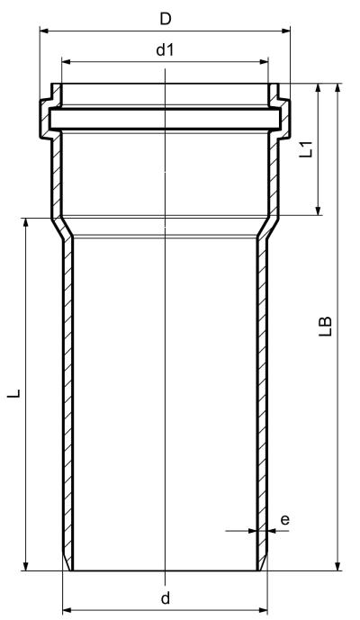 GF HT-PP rør m/muffe S20 125x500mm