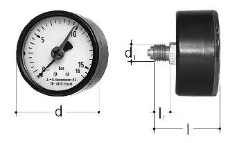 GF JRG manometro 0-15bar, D63 DN8
