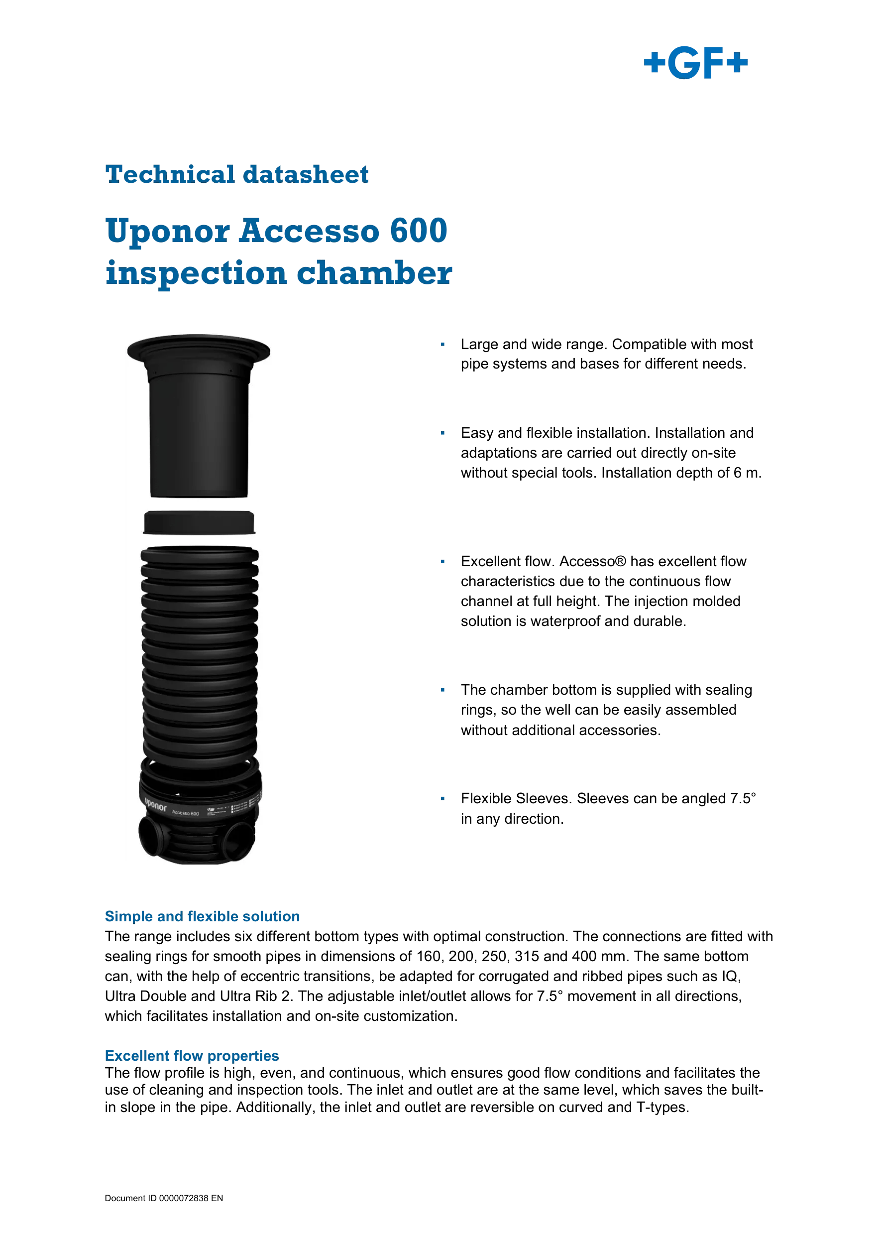 Uponor Accesso 600, Technical Datasheet (EN)