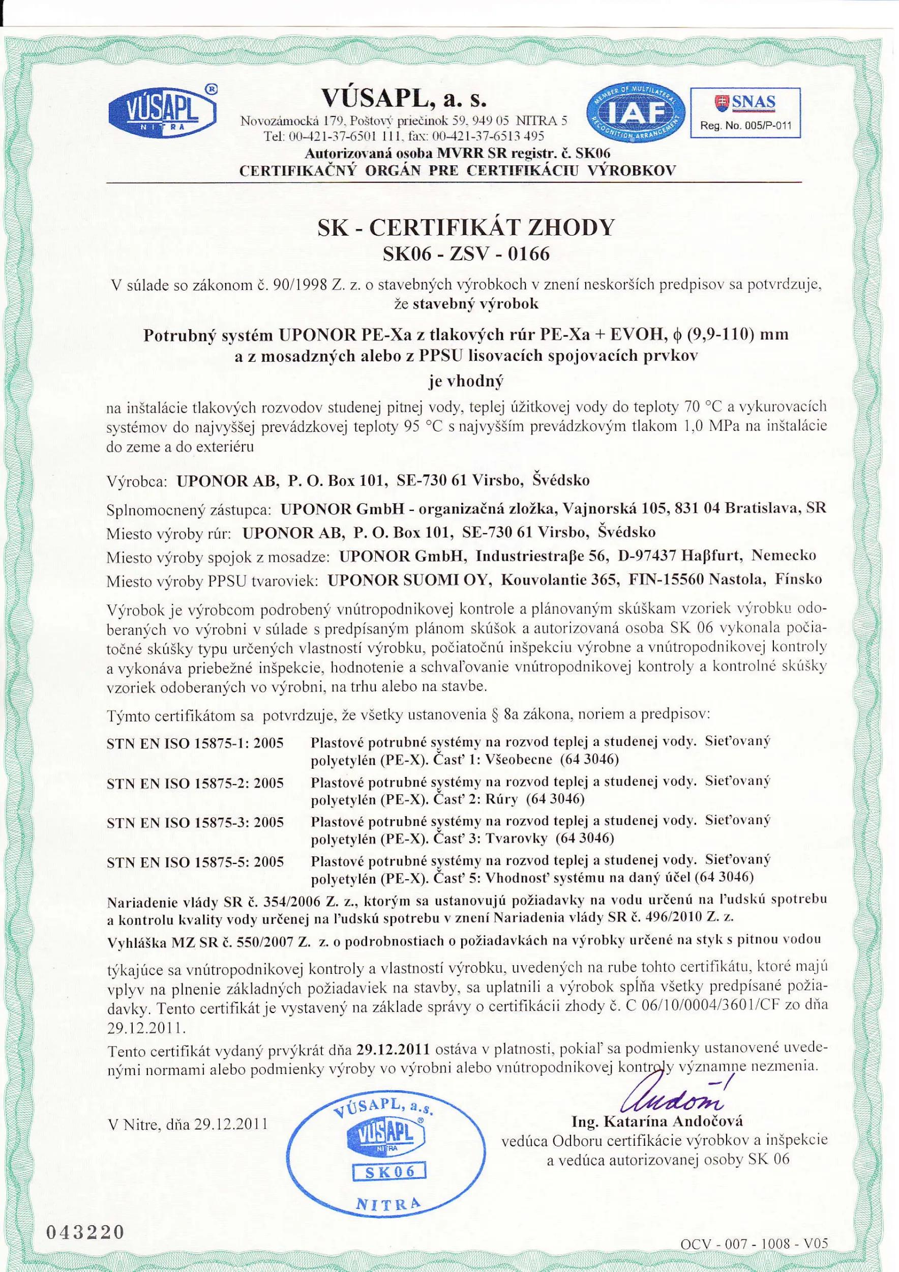 Uponor CER Combi Pipe SYS MECH VUSAPL SK06-ZSV-0166 SK (1030698)