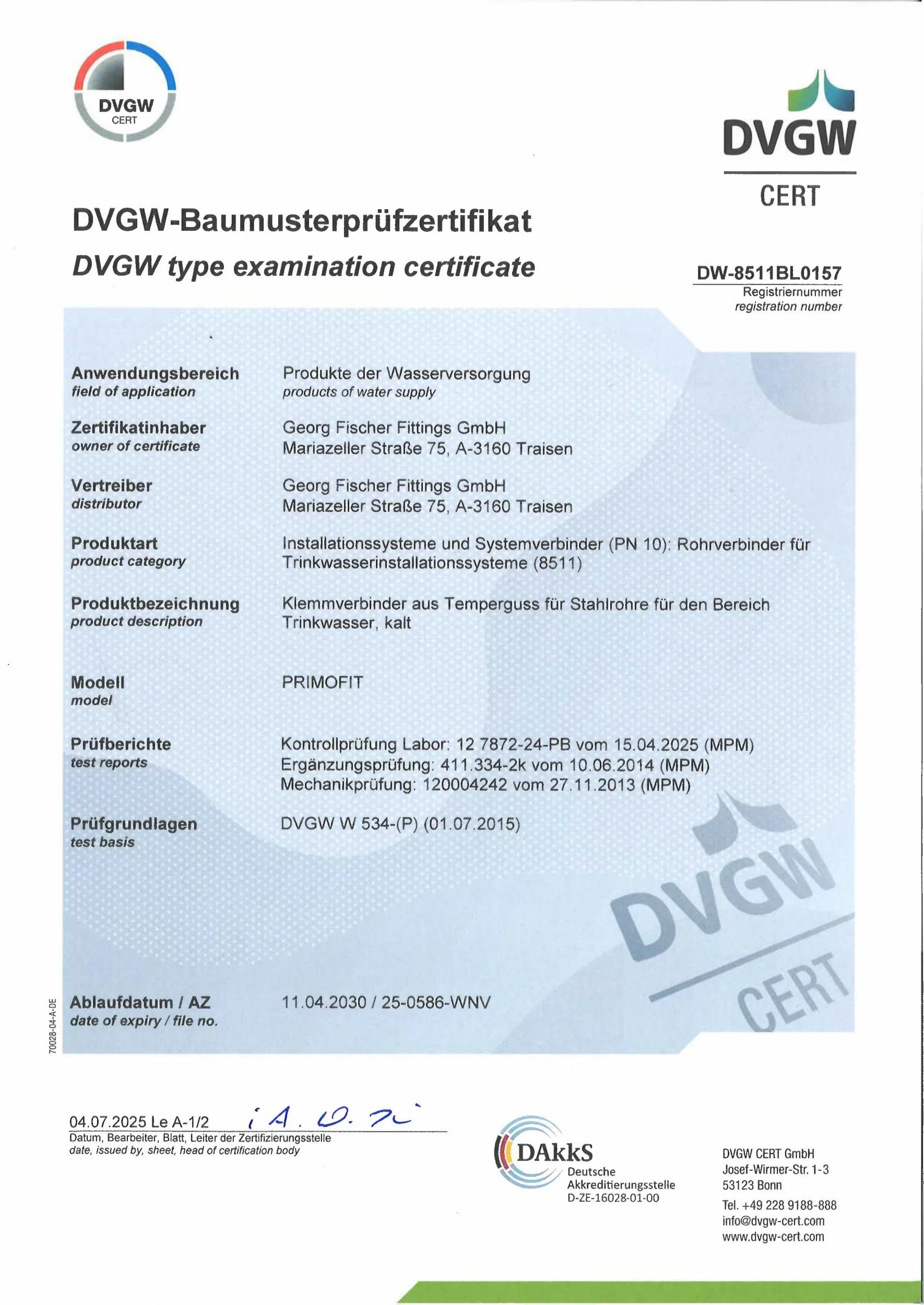 GF CER Primofit FIT MECH DVGW DW8511BL0157 DE EN (0000116011)