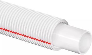 Uponor Aqua Pipe punaraitaisessa suojaputkessa white/red