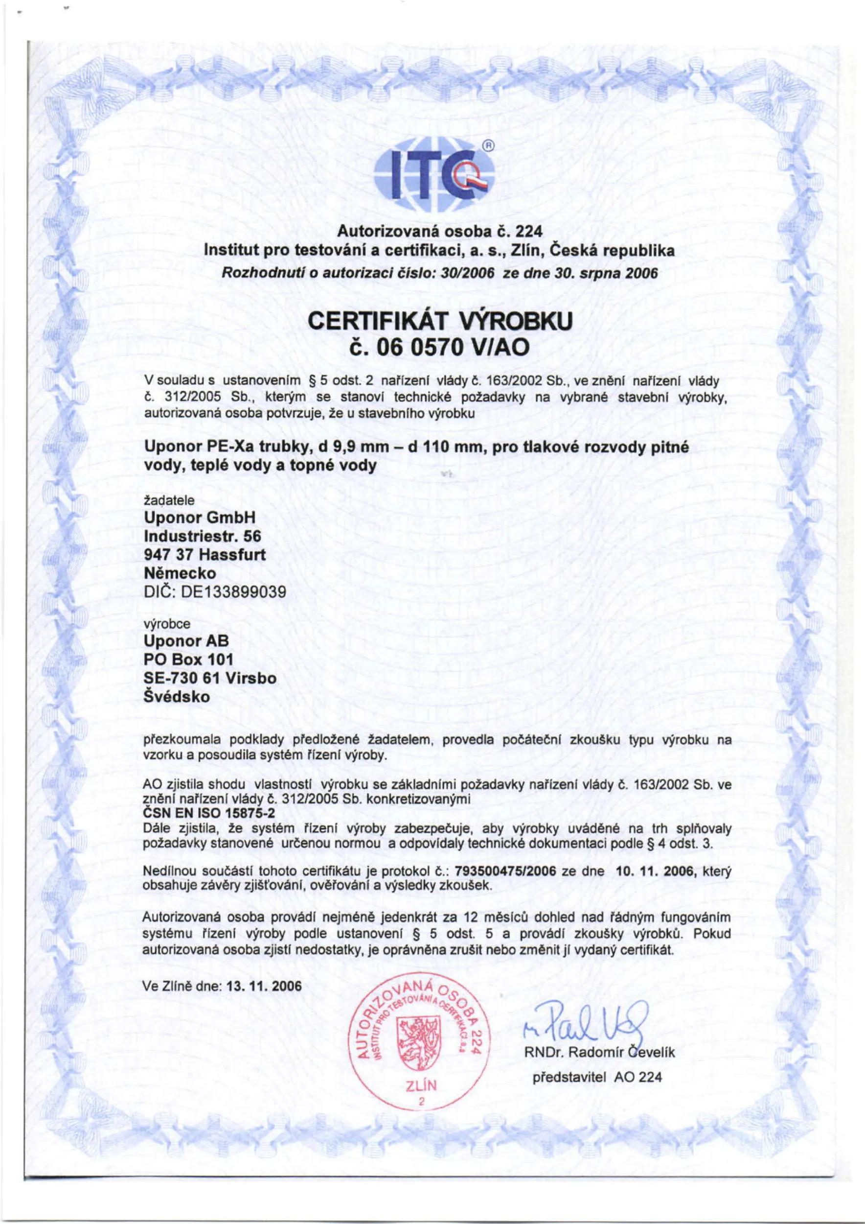 Uponor CER Aqua Pipe PIP MECH ITC 06-0570-V-AO CZ (1030677)